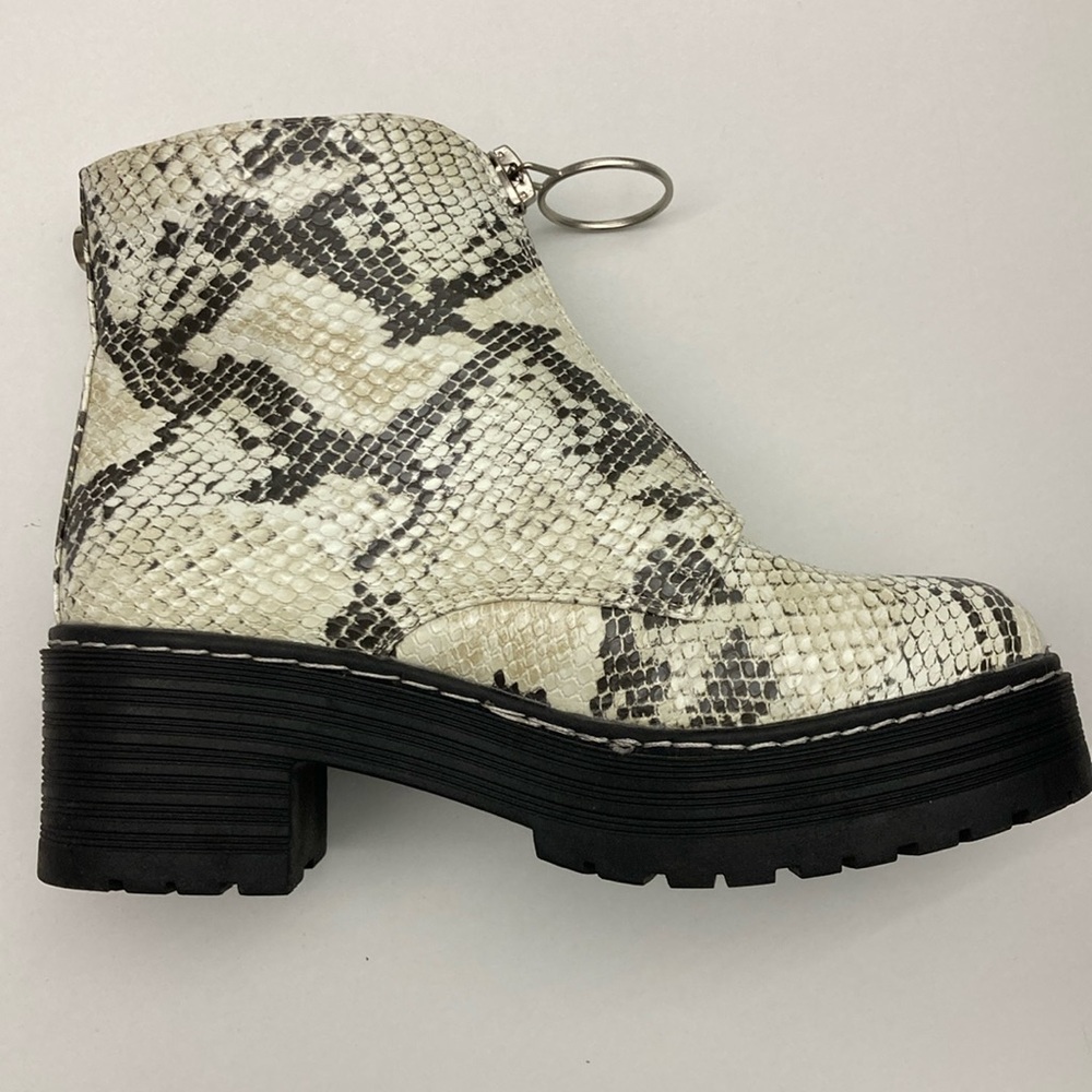 Seven7 Zoe Snake Print Front Zip Platform Combat Boots